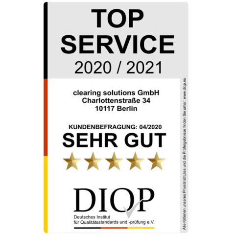 Vom deutschen Institut für Qualitätsstandarts und -prüfung als Top Service 2020 / 2021 ausgezeichnet